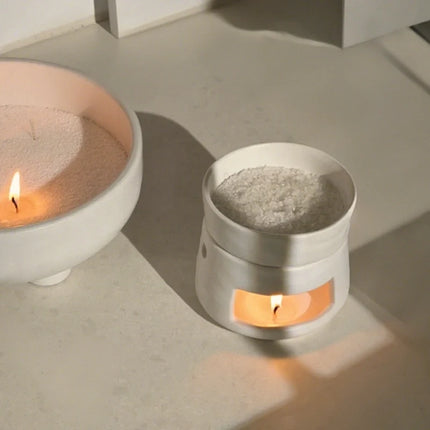 Ceramic Aromatherapy Diffuser with Dual-Chamber Design | Natural Elegance for Calming Scents and Soft Candle Glow