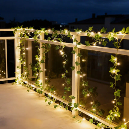 Botanical Garland Light with Warm White Glow | Nature-Inspired Decor for Elegant Home Ambiance