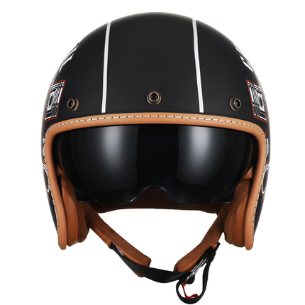 Open Face Helmets, Retro Jet Helmet with Visor and Brim