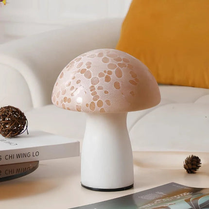 Dimmable Mushroom Table Lamp with Premium Speckled Glass | Adjustable Lighting for Elegant Home Decor