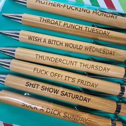 Black Pens Set of 7, Funny Pens with Sassy Sayings