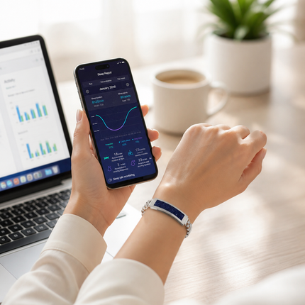 Screenless Fitness Tracker, Stainless Steel Bracelet with Step Counter and Sleep Tracker