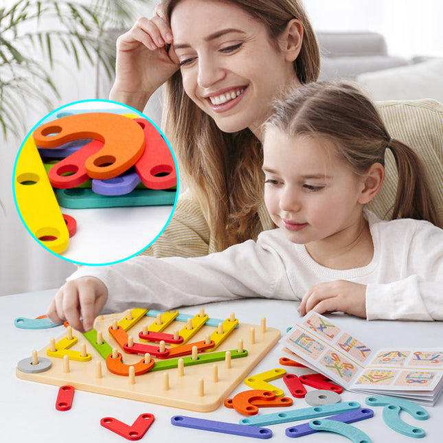 Montessori Wooden Puzzle, Wooden Pegboard, Montessori Toys for 3 Year Olds, Wooden Toys, Fine Motor Skills Toys