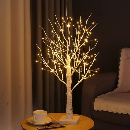 Nordic Birch Tree Light with 144 Warm White LEDs | Cordless Decorative Accent for Cozy Ambiance