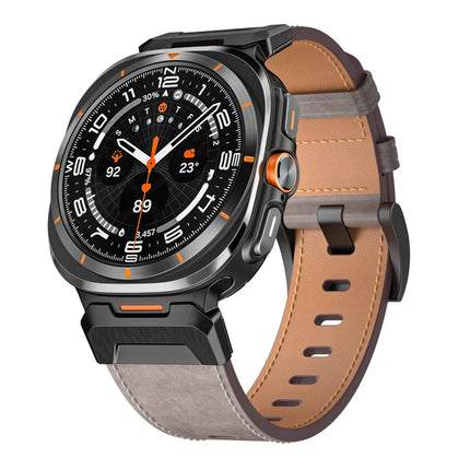 Leather Watch Band for Samsung Galaxy Watch Ultra, Tactical Samsung Watch Band with Stainless Steel Lugs and Pin – image 8