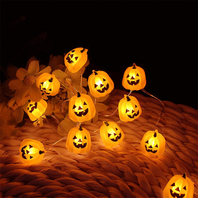 Pumpkin String Lights, Outdoor Halloween Lights with Remote