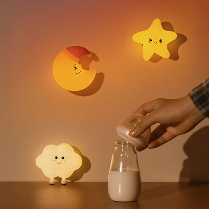 Rechargeable Night Light with Tap Control | Whimsical Star, Moon & Cloud Designs for Cozy Ambiance