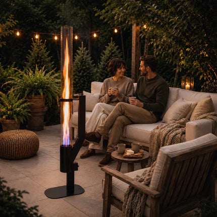 Pellet Torch with Captivating Vertical Flame | Space-Saving Design for Outdoor Patios and Gardens