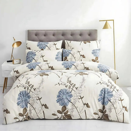 Floral Duvet Cover Set with Zipper and Corner Ties