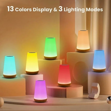 Rechargeable Touch Night Light with 13 RGB Colors & Remote Control | Versatile Lighting for Relaxation and Tasks
