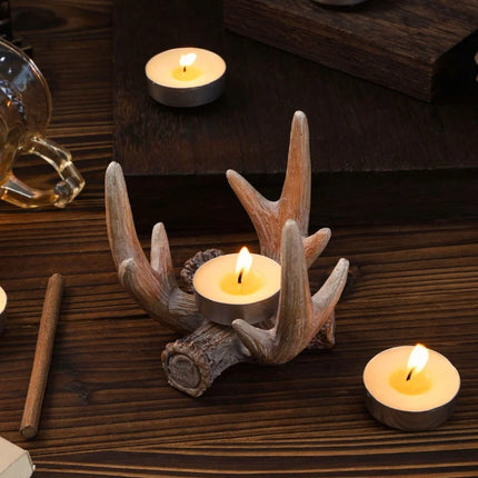 Antler Candle Holder in Smooth Resin with Graceful Design | Serene Glow for Reflection and Meditation