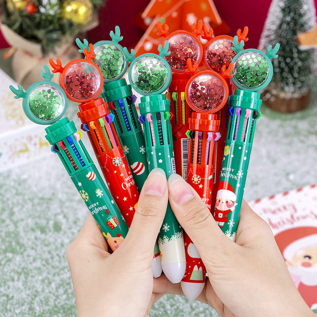 Christmas Glitter Pens, Cute Fancy Pens with Epoxy Resin Finish