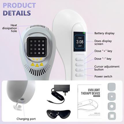 UVB Lamp 308nm for Home Use, Rechargeable UV Light Therapy Device for Skin – image 6