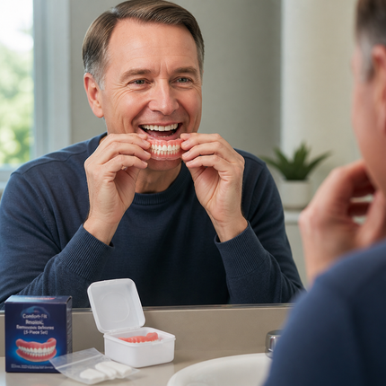 Removable Dentures, Realistic False Teeth with Storage Box
