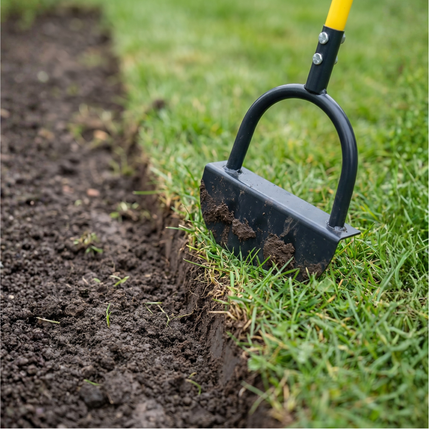 Manual Lawn Edger, Half Moon Edger with Serrated Steel Blade and Footrest
