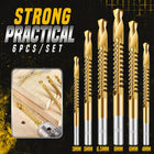 Drill Bit Set, 6 Piece High Speed Steel Drill Bits with Titanium Coating, Serrated Saw Drill Bits for Wood and Metal