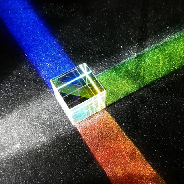 Rainbow Prism Glass Cube, Optical Prism for Light Refraction