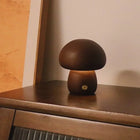 Wooden Table Lamp with Dimmable Cordless Design | Elegant Mushroom Shape for Warm Ambiance