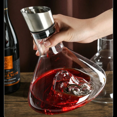 Wine Decanter with Aerator, Hand Blown Crystal Wine Decanter – image 6