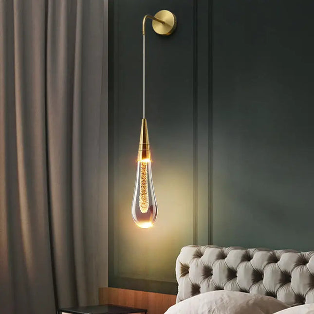 Modern Wall Sconce, Glass Wall Light with Gold Accents, LED Sconce Light Fixture for Living Room and Bedroom_04