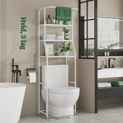 3 Tier Bathroom Shelf Over Toilet with Towel Bar – image 7