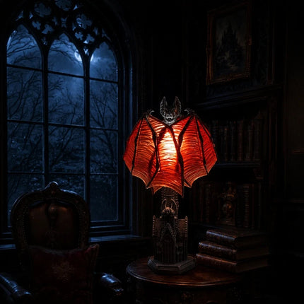 Gothic Table Lamp with Bat Wings, Resin Goth Decor – image 13