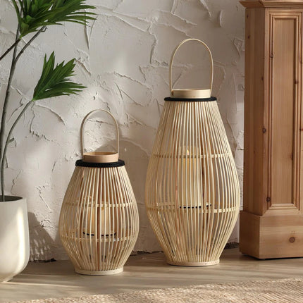 Bamboo Lantern with Handwoven Design for Soft Ambient Lighting | Portable and Cordless Home Decor Accent