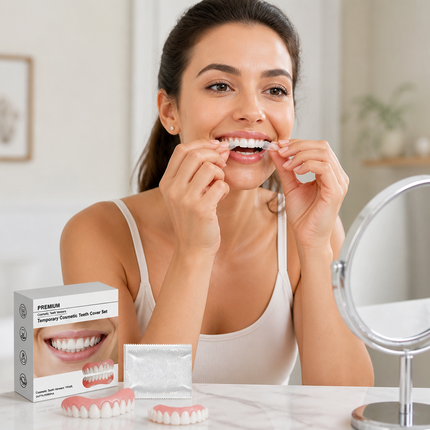 Removable Dental Veneers for Upper and Lower Teeth, Natural Look Fake Teeth Covers