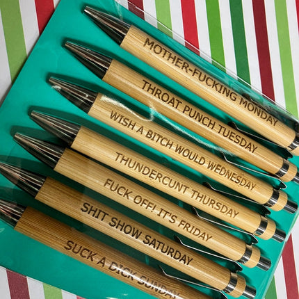 Black Pens Set of 7, Gag Gifts for Office