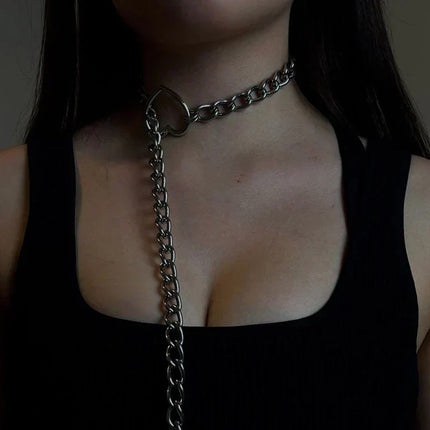 Gothic Heart Necklace, Y Lariat Necklace in Stainless Steel