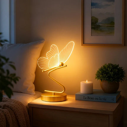 Wing-Inspired Table Lamp with Adjustable Lighting | Rechargeable Acrylic Design for Elegant Home Decor