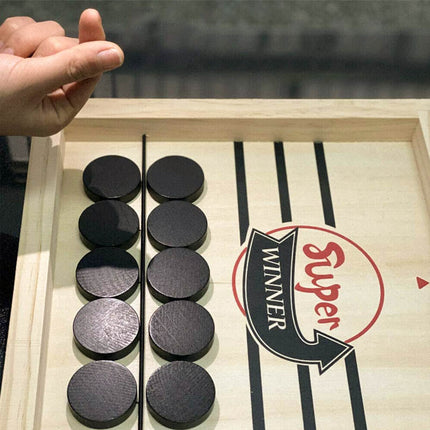 Tabletop Hockey Game with Sling Puck for 2 Players, Wooden Party Games for Kids and Adults
