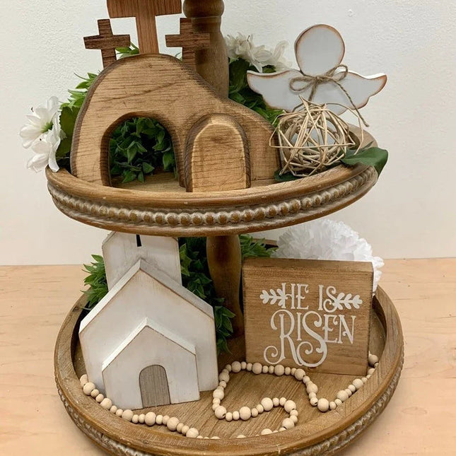 Easter Decorations for Home, Jesus Tomb Tiered Tray Decor