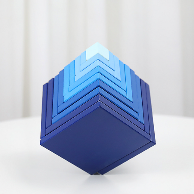 Wooden Blocks Rainbow Stacking Blocks, Wooden Building Blocks Puzzle Cubes