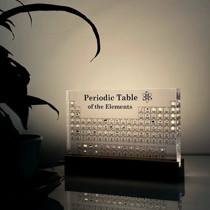 Real Elements Periodic Table Display with Integrated LED Lighting | Educational Acrylic Centerpiece for Science Enthusiasts
