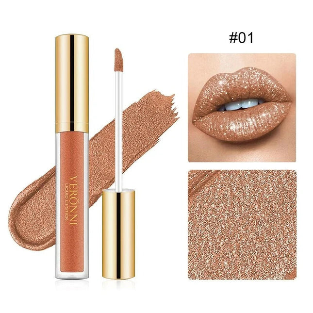 Liquid Lipsticks, Glitter Lip Gloss with Metallic Diamond Shimmer