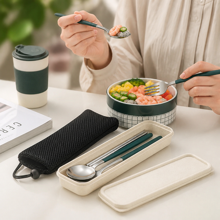 Portable Flatware Set, Eco Friendly Cutlery Set in 12 Color Options