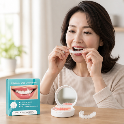 Removable Dentures Upper and Lower Set, Temporary False Teeth for Men and Women