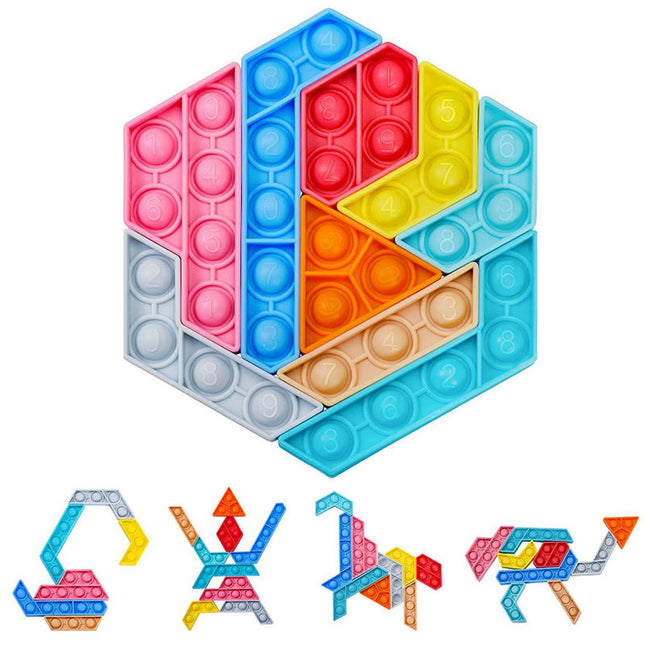 Sensory Fidget Toys for Autism and ADHD, Silicone Pop It Toy Jigsaw Puzzle