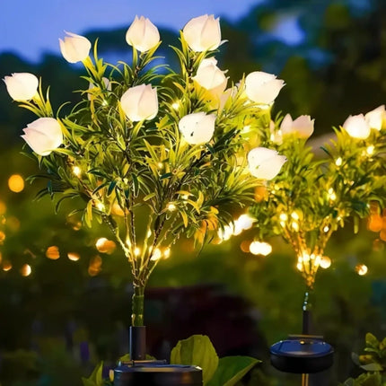 Solar Flower Lights for Garden with Timeless Floral Design | Durable Outdoor Décor for Enchanting Nighttime Glow