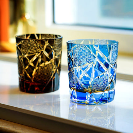 Whiskey Glasses with Wooden Gift Box, Hand Cut Whisky Glass with Lightning Pattern, Bourbon Glass for Whiskey Lovers