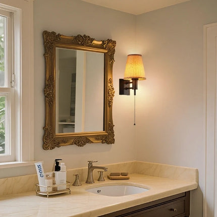 Cordless Wall Lamp with Fabric Shade & Remote Control | Dimmable Lighting for Elegant Ambiance