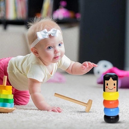 Wooden Toys Magic Puppet with Hammer, Wooden Puppet Hammer Toy