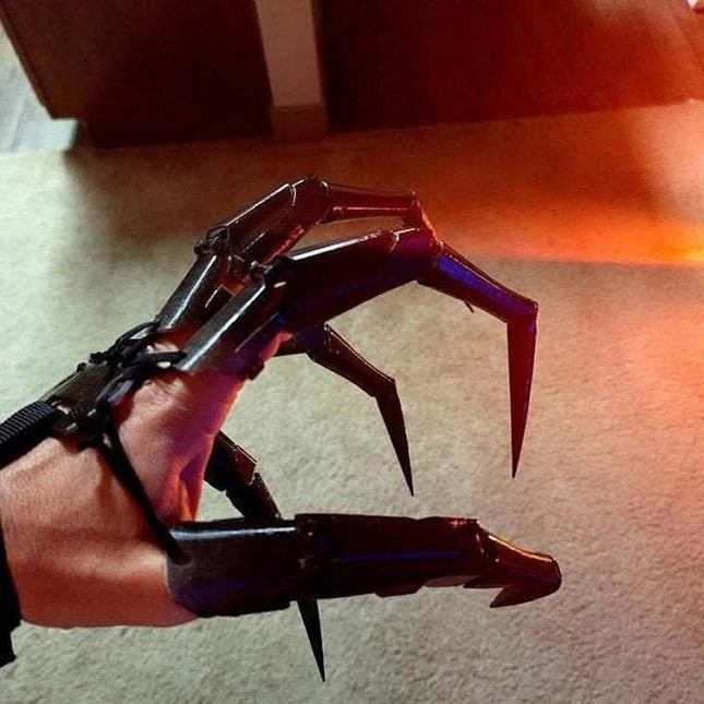 Skeleton Hands Halloween Props, Articulated Skull Hand with Long Fingernails
