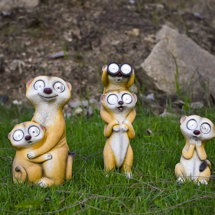 Solar-Powered Meerkat Light Figures with Glowing Eyes | Whimsical Waterproof Garden Decor for Magical Nights