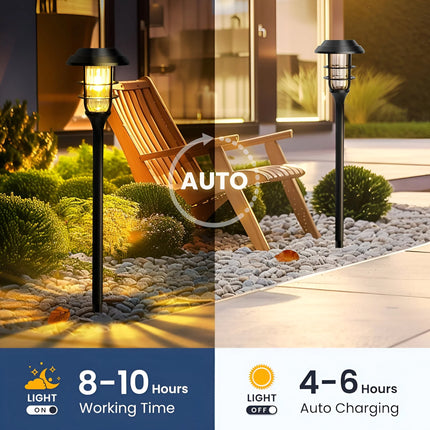 Solar Lights Outdoor 6 Pack, Solar Garden Lights with Flickering Glow