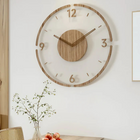 Silent Wall Clock for Living Room, Modern Large Wall Clock in Acrylic and Wood, Quartz Clock for Bedroom and Kitchen