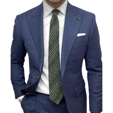 Mens Blazer, Tailored Blazer with Plaid Windowpane Pattern