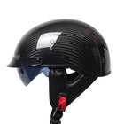 DOT Approved Motorcycle Helmet, Carbon Fiber Half Face Helmet with Visor, Retro Open Face Biker Helmet