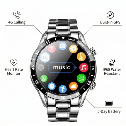 Smartwatch with GPS and LTE Calls, Fitness Watch with AMOLED Display